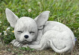 Cute Chihuahua Statue Concrete Dog Figurine Pet Memorial Decor Stone Chihuahua Sculpture Outdoor Statues Garden Ornament