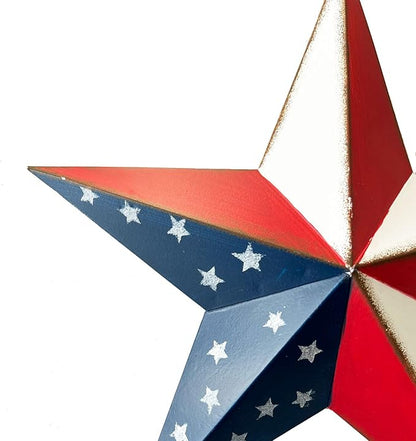 YUMBOR Rustic Metal 3D Barn Americana Stars Outdoor Decor Patriotic Wall Decoration American Flag Wall Star July 4th Country Americana Patriotic Wall Door Decorations