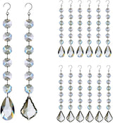 12pcs Glass Crystal Chandelier Prisms Beads Replacement, Hanging Crystals Suncatcher for Chandeliers Decoration