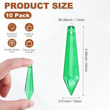 M METERXITY 10-Pack Crystal Icicle Prisms, 53mm/2.09 Inch Chandelier Pendant Maker Hanging Crystals Chandelier Prisms for Home/Windows/Garden/DIY Decoration[Green]