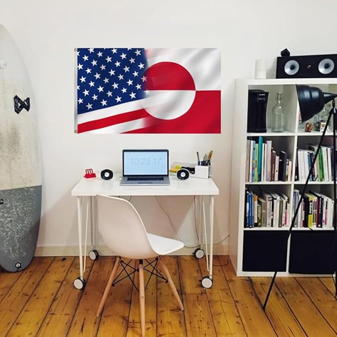 America Greenland Flag 6X10FT, USA Greenlander Friendship Flags,Both Sides Printed, Men Women Banner,Vibrant Colors, Double Stitched with 2 Brass Grommets, Bar Garden Street Decoration, GYM, Office Decor,Indoor Outdoor Use,Gifts. (X-US-GL, 6x10ft)