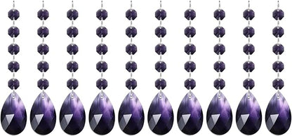 PATIKIL Teardrop Crystal Chandelier Pendants Beads, 10 Pack 145mm Length 38mm Chandelier Prisms Parts Ornaments Hanging Beads for DIY Arts Crafts Decoration, Violet