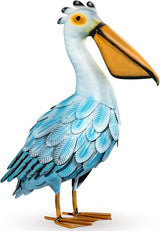Metal Pelican Garden Statues, Light Blue Pelican Coastal Decor for Outdoor Yard Beach Lawn Patio Pool Display (Color-1)