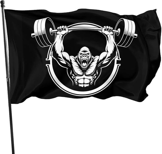 Gorilla Flag Outdoor Heavy Duty Gym Banner Double Sided 3x5 Ft Fitness Workout Flags with Brass Grommets for Room Decor, Bedroom, Garden, House Decoration