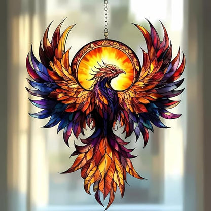 Phoenix Acrylic Suncatcher, Boho Suncatchers for Window Hanging Ornament, Stained Glass Effect Art Garden Decor for Myth Lover, Gifts for Mother's Day, Mom, Grandma, Wife, Women, Nana