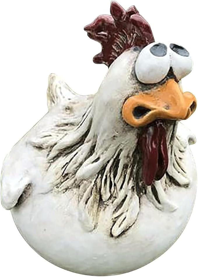 Garden Statues Funny Face Chicken Fence Ornament Resin Ornament Hanging Foot Chicken Yard Statue Outdoor Chicken Decor Garden Statues Yard Ornaments Decor