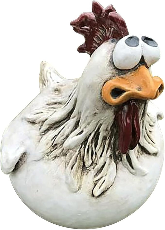 Garden Statues Funny Face Chicken Fence Ornament Resin Ornament Hanging Foot Chicken Yard Statue Outdoor Chicken Decor Garden Statues Yard Ornaments Decor