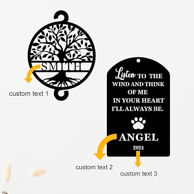 Customized Pet Memorial Wind Chimes - Beautiful Dog Memorial Gift to Honor Your Beloved Pet - Sympathy Gift for Pet Loss and Bereavement