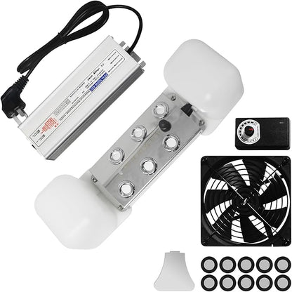 Ultrasonic Mist Maker 6 Head Mist Maker Fogger 5000ml/H Ultrasonic Mister Fogger 200W Atomizer Pond Fogger IP67 Waterproof Fog Mist Machine with Fan for Garden Rockery Halloween Decor (6 Heads+Fan)