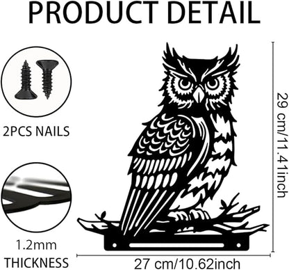 WADORN Owl Metal Garden Yard Art Decor, Bird on Branch Iron Decorative Garden Stakes Wild Animal Black Silhouette Outdoor Fence Decor for Tree Wall Ornaments Yard Art Outdoor Decor Garden Decor
