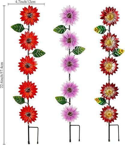 Set of 3 Solar Garden Lights,22.6'' H Flowers Decorative Garden Stakes,Waterproof Metal Spring Yard Art Decor,Solar Stake Lights for Outside,Lawn,Yard,Patio