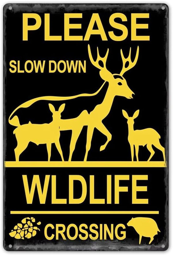Generic Wildlife Crossing Sign for Yard Garage, Please Slow Down Wall Sign 12"" x 16"" Safety Sign Aluminum Weather-Proof Outdoor Sign for Street Neighborhood Driveway