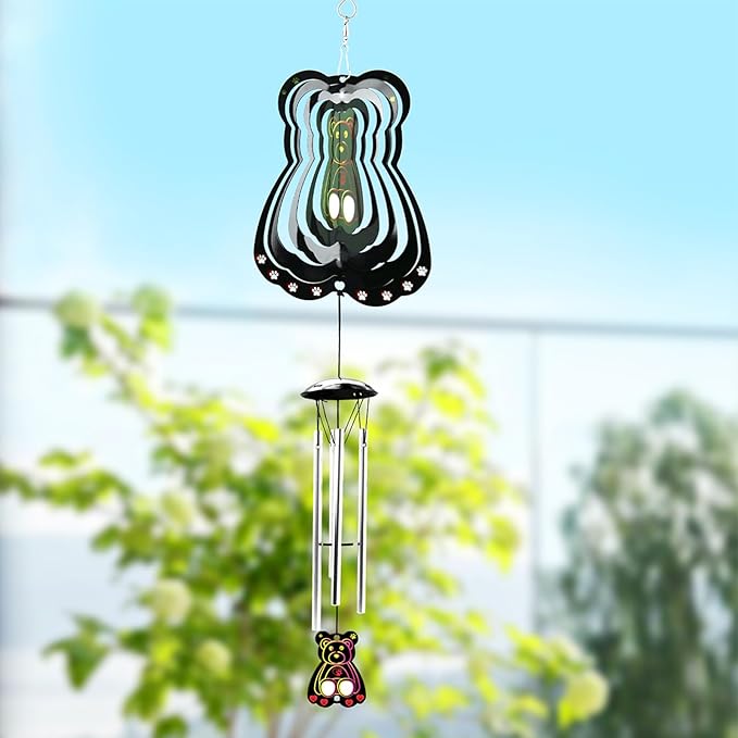 Outdoor Wind Chimes, Memorial Wind Chimes, Cardinal Wind Chimes, Outdoor Garden Decoration Corridor Decorative Wind Chimes, The Best Choice for Mom, Grandma and Sister, A Good Gift Idea(Little Bear)
