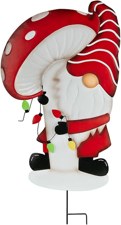 Christmas Gnome Garden Stakes - Mushroom