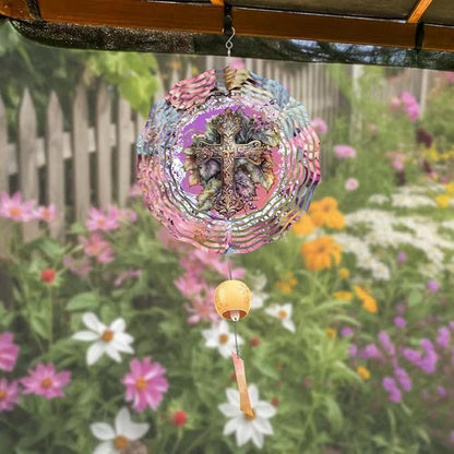 Cross Wind Spinner, Metal Wind Spinners Outdoor/Indoor, God Cross Hanging Garden Decor for Outside, Stainless Wind Spinners for Yard and Garden 10 inch 3D (25.76X25 CM)