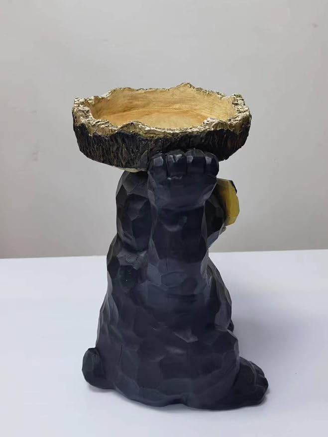 Hi-Line Gift Ltd Sitting Bear Holding Bird Bath Garden Decor