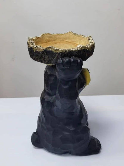 Hi-Line Gift Ltd Sitting Bear Holding Bird Bath Garden Decor