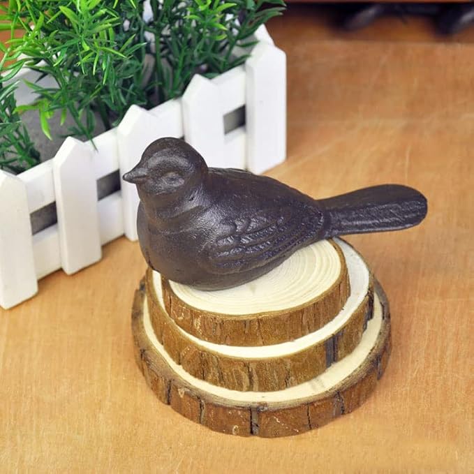 Rustic Cast Iron Bird Statue Farmhouse Chic Cottage Bird Figurine Home Garden Desktop Decor Doorstop Collectible Animal Bird Figurines Gift Retro