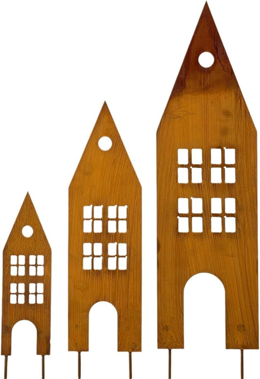 Realistic Rusty Castles Statue Figurines Stake for Spring Indoor and Outdoor Decoration Decorative Statue Vintage Garden Ornaments
