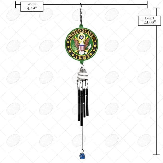 Red Carpet Studios Windchimes Patriot Military Wind Chime, 23" Long, United States Army