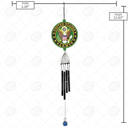 Red Carpet Studios Windchimes Patriot Military Wind Chime, 23" Long, United States Army