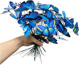3D Butterfly Garden Stake Decor,10" PVC Butterfly Garden Decor for Outside,Shaking Head Artificial Butterflies for Cake Bouquet Wall Lawn Pathway Plant Pot Flower Bed Yard Decor (50, Royal Blue)
