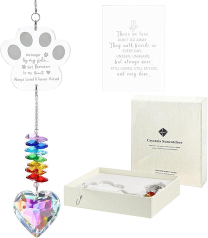 Dog Memorial Gifts, K9 Dog Memorial Crystal Suncatcher, Pet Loss Gift, Pet Sympathy Remembrance Bereavement Gifts (Color-Pet Paw)