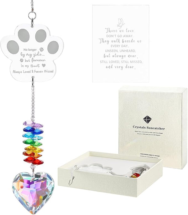 Dog Memorial Gifts, K9 Dog Memorial Crystal Suncatcher, Pet Loss Gift, Pet Sympathy Remembrance Bereavement Gifts (Color-Pet Paw)