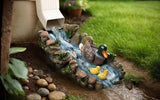 Mallard Duck Statue Splash Block Gutter Downspout Extensions Garden Decor, Decorative of Gutters Downspout Rain Concrete Pond Splash Block, Duck Family Gutter Downspout Accessory, 13.4" L x 6.3" W