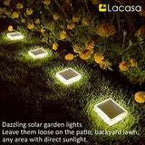 Lacasa Solar Deck Lights, 4 Pack 30LM LED Dock Lights Natural White 4000K, Outdoor Solar Powered Step Lights Light up All Night IP68 Waterproof Auto ON/Off for Garden Stairs Driveway Pathway Lighting