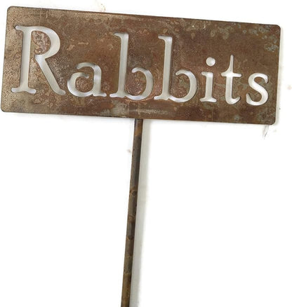 Classic Metal Garden Markers Clearance Items 20 to 33 Inches Tall (Rabbits 20", Naturally Rusted)