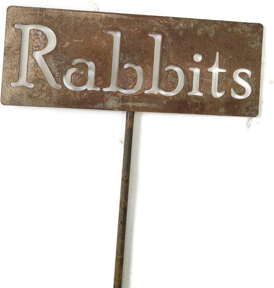 Classic Metal Garden Markers Clearance Items 20 to 33 Inches Tall (Rabbits 20", Naturally Rusted)