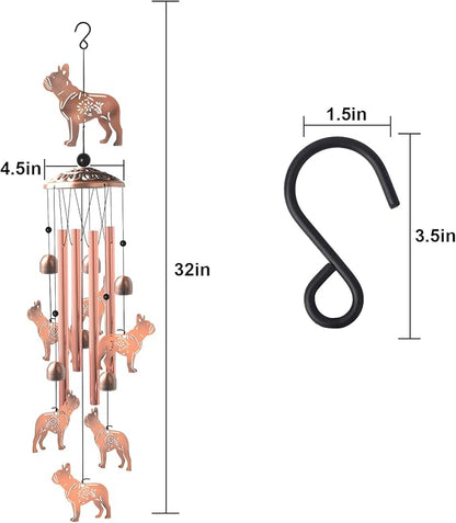 Bulldog for Women,Bulldog Wind Chimes Outdoor,Birthday Gifts for Men/Mom/Grandma Metal WindChimes Outside/Indoors, Lawn, Patio, Garden Decor, Yard Decorations