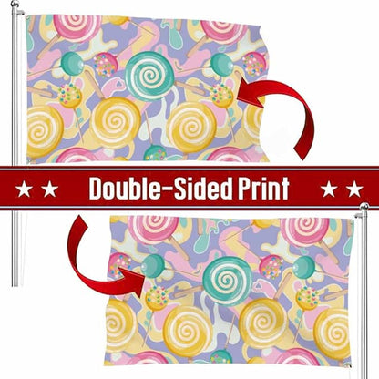 Swono Bright Lollipop Flag 3x5 Ft Sweet Dessert Candy Spiral Ball Pink Blue Yellow Outdoor Garden Flag Indoor Flag Home Decor Farm Flag Banner 3x5ft