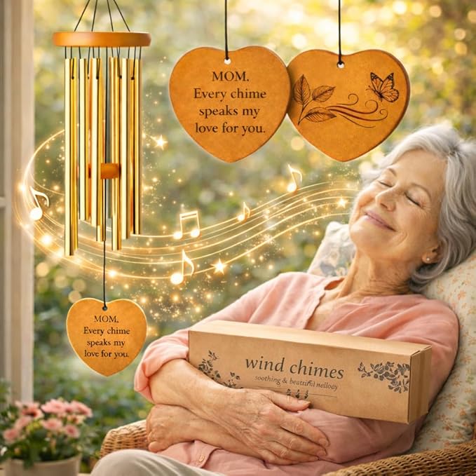 Vexillum 26 Inch Heartfelt Wind Chimes Gift for Mom – Warm Message to Express Love, Relaxing Tones, Long-Lasting Quality, Beautiful Home Decor for Mother’s Day Mom's Birthday or Christmas