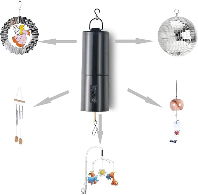 Wind Spinner Disco Ball Motor, Rotating Mobile Whirligigs Kinetic Outdoor with Battery, Mirror Ceiling Hanging for Yard Chime Wind Socks(1PC)