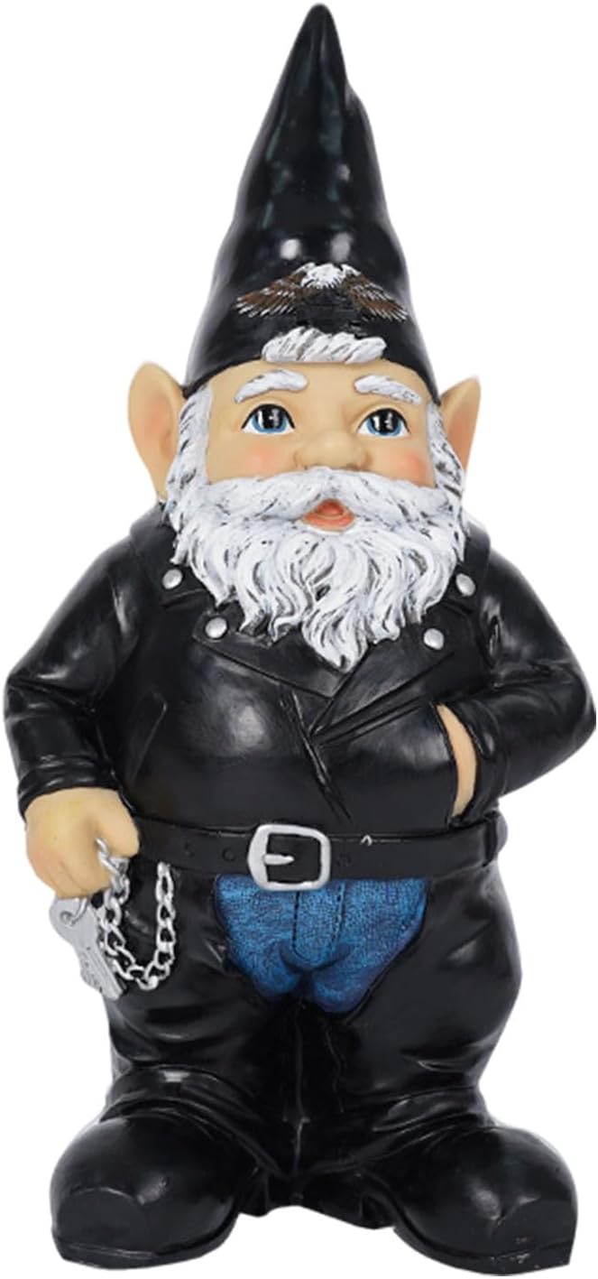 Motorcycle Garden Gnome Statue for Outdoor Decor, Durable Weather-Resistant Biker Gnome Sculpture for Patio, Lawn & Garden Decor, Unique Gift for Motorcycle Enthusiasts