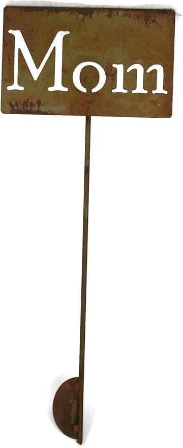 Classic Metal Garden Markers Clearance Items 20 to 33 Inches Tall (Mom 21", Naturally Rusted)