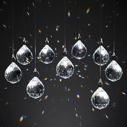 48pcs 20mm Clear Crystal Ball Prism with 48 Rings, Sun Shine Catcher Rainbow Pendants Maker Hanging Crystals Chandeliers Prisms for Windows Gift