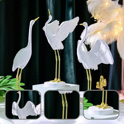 Milisten Outdoor Decor 1pc Garden Crane Statues Resin Crane Figurines Heron Sculptures Bird Statues Lawn Ornaments for Backyard Pond Patio Porch Outside Decor