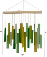 Glass Wind Chime, Large 20″ – Green Harmony Recycled Glass & Driftwood Hanging Chime for Porch, Patio & Home