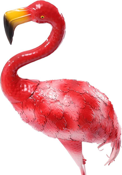 Outdoor Flamingo Garden Statues Set of 1/2/3, Metal Lawn Art Decorations with Rustproof Iron, Lifelike Tropical Bird Sculpture for Yard Patio Terrace Wedding Birthday Gift