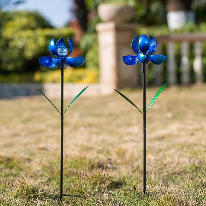 Metal Wind Spinners Outdoor,2Pack Pinwheels for Yard and Garden, Decorative Garden Stakes for Patio,Lawn, Outdoor