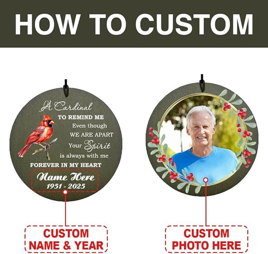 Personalized Wind Chimes with Photo, 36inch Memorial Wind Chime, in Loving Memory Sympathy Gifts, Custom Cardinal Wind Chimes for Loss of Loved Dad/Grandpa (Produced in USA)
