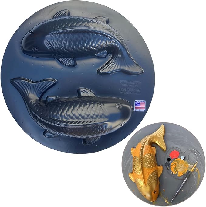 AUTUMN Fish Koi Garden Decor Mold, Concrete Cement Mold, Fish for Garden Figure, DIY Outdoor Decor, Koi Statue for Garden. One Mold - 2 Fish