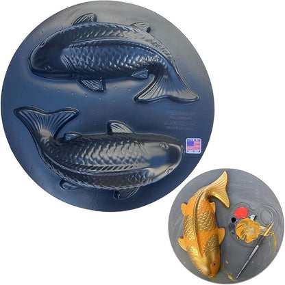 AUTUMN Fish Koi Garden Decor Mold, Concrete Cement Mold, Fish for Garden Figure, DIY Outdoor Decor, Koi Statue for Garden. One Mold - 2 Fish