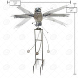 Red Carpet Studios Garden Stake Yard Art Metal and Glass Balance Rocker with 6-Prong Stake, Jumbo 6.5 Feet Tall, Owl