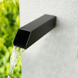 2 Inch 316 Stainless Steel Square Waterfall Spout Scupper, Outdoor Spillway Water Fountain Landscape Decor for Pools, Ponds, Water Walls, Overall Length 10 Inch (Matt Black)