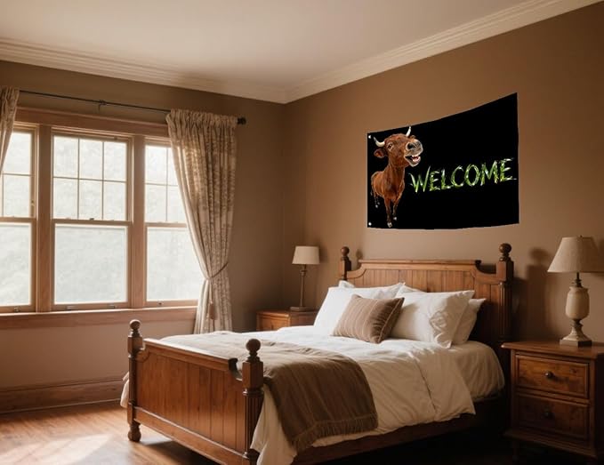 Cattle Welcome Flag 3X5FT, Farm House Flags, Cow Meme Banner,Both Sides Printed,Women Banner,Vibrant Colors, Double Stitched with 2 Brass Grommets, Bar Garden Street Decoration, GYM, Office Decor,Indoor Outdoor Use,Gifts. (Cattle, 3x5ft)
