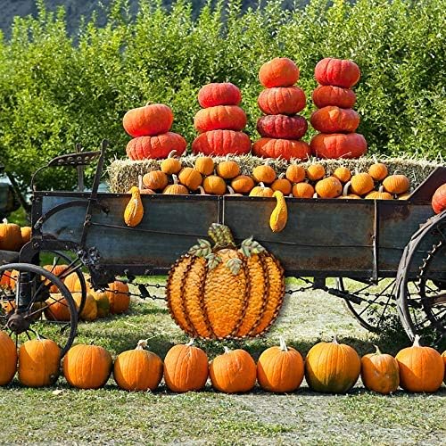 Morning View Metal Pumpkin Garden Stake Fall Decor Decorative Rustic Pumpkins Yard Stakes Sign Yard Decor Outdoor Thanksgiving Autumn Harvest Halloween Lawn Patio Decorations 26" Tall